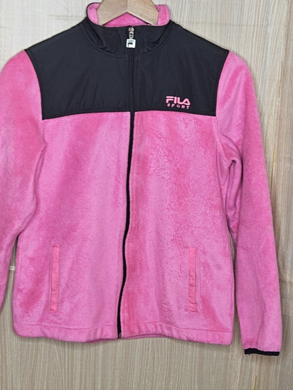 Fila girls pink faux fur full zip jacket 14